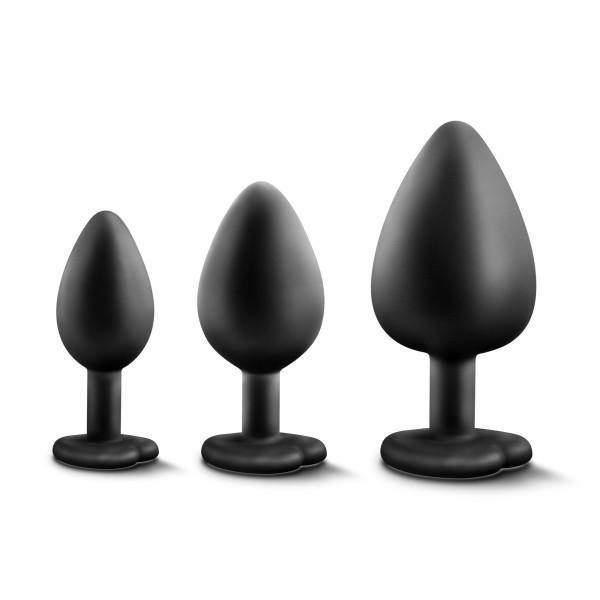 Luxe Bling Plugs Training Kit Black W-white Gems Intimates Adult Boutique