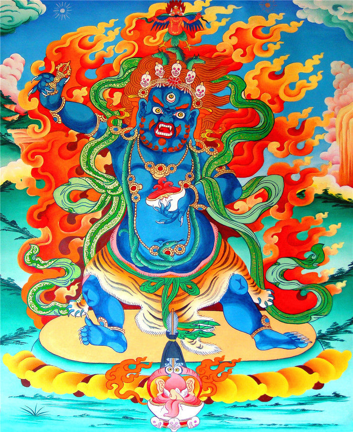 2779-唐卡-HBMT-084玛哈嘎拉-二臂-300dpi - Tibetan thangka painting, front view
