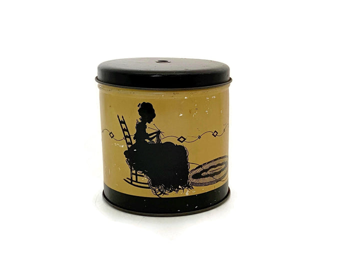 Midcentury Metal Yarn Holder,  Metal String Tin