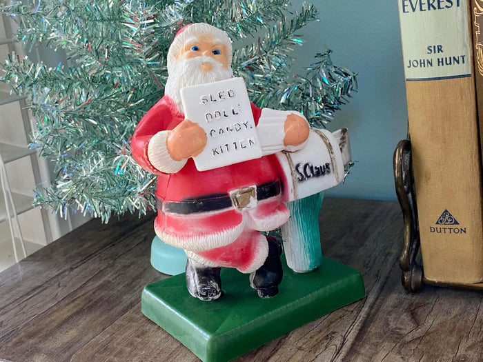 Midcentury Plastic Santa Figurine, Tabletop Blow Mold at Duckwells