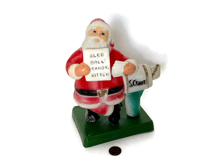 Midcentury Plastic Santa Figurine, Tabletop Blow Mold at Duckwells