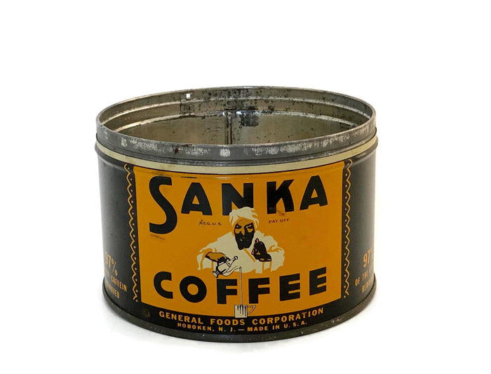 Midcentury Sanka Coffee Tin Can at Duckwells