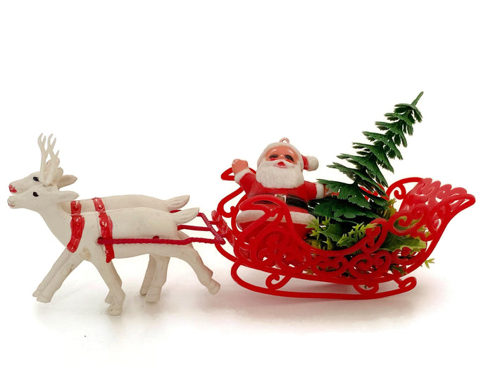 MidCentury Santa on Sleigh with Reindeer at Duckwells