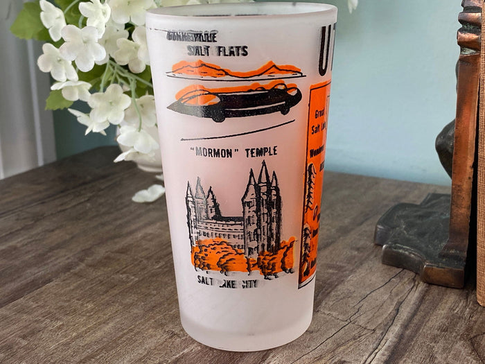 Midcentury Utah Souvenir Glass with State Map at Duckwells