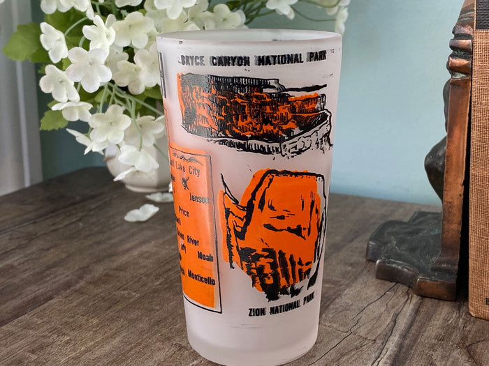 Midcentury Utah Souvenir Glass with State Map at Duckwells