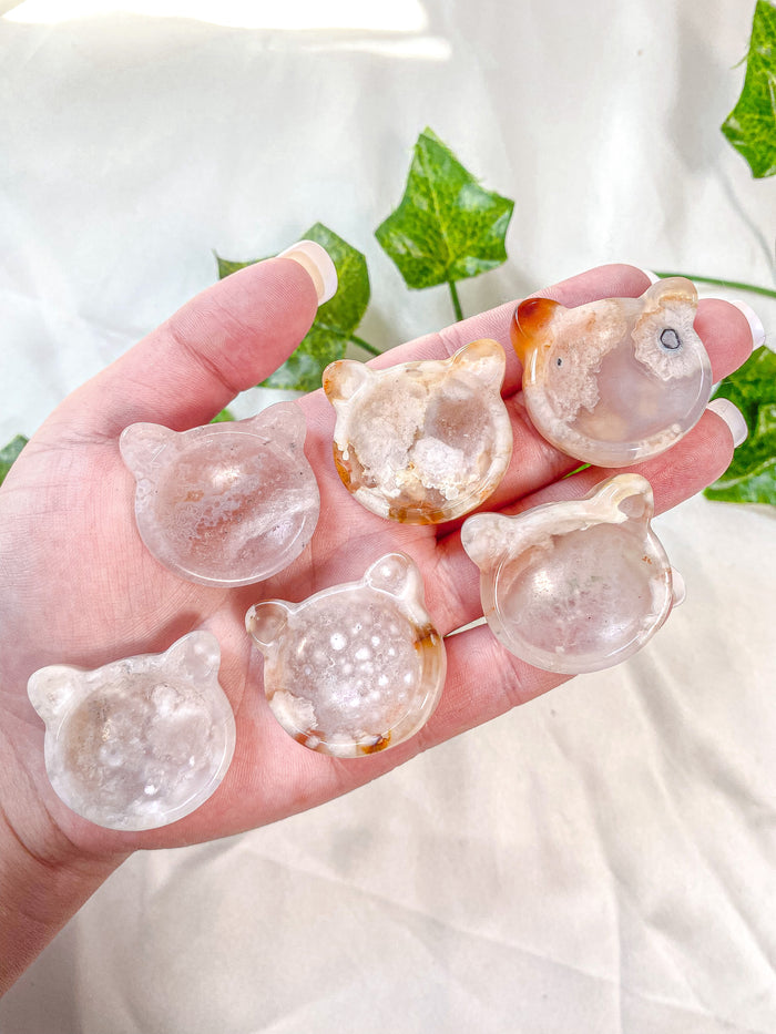 Mini Flower Agate Bear Bowl