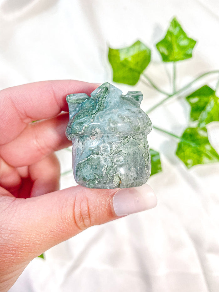Mini Moss Agate Mushroom House