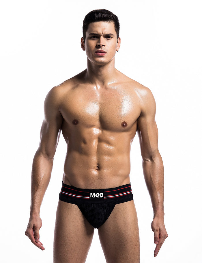 Mob Fetish Jockstrap Black Medium 3in Waistband Intimates Adult Boutique