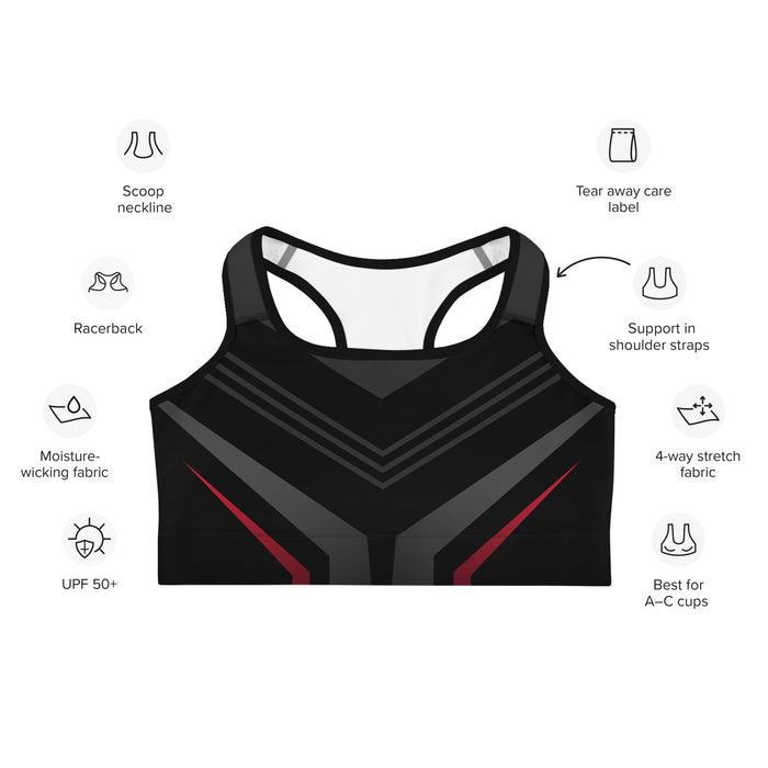 Modern Black Print Sports Bra - Bloom Seventy Seven