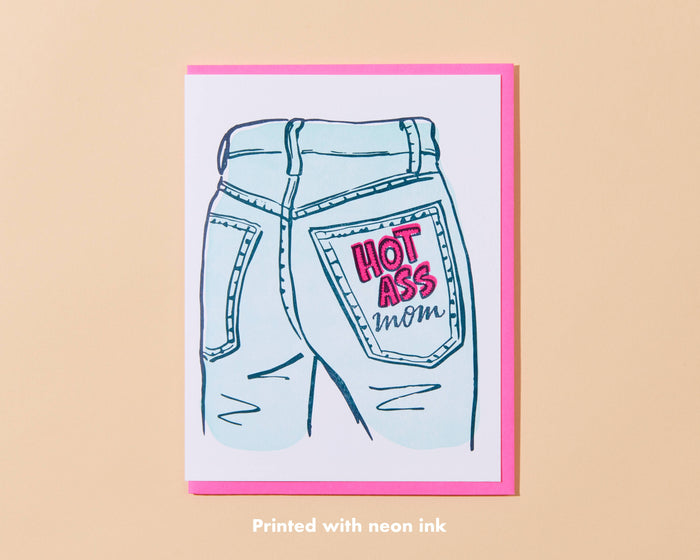 Mom Jeans Letterpress Greeting Card - Mother's Day, new mom