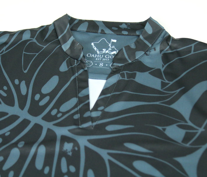 "Monstera 2.0" Obsidian Black - OGA Women's Blade Collar Polo - Black