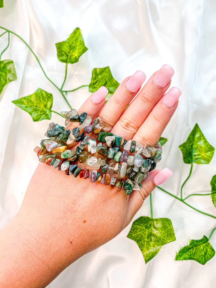 Moss Agate Chip Bracelet