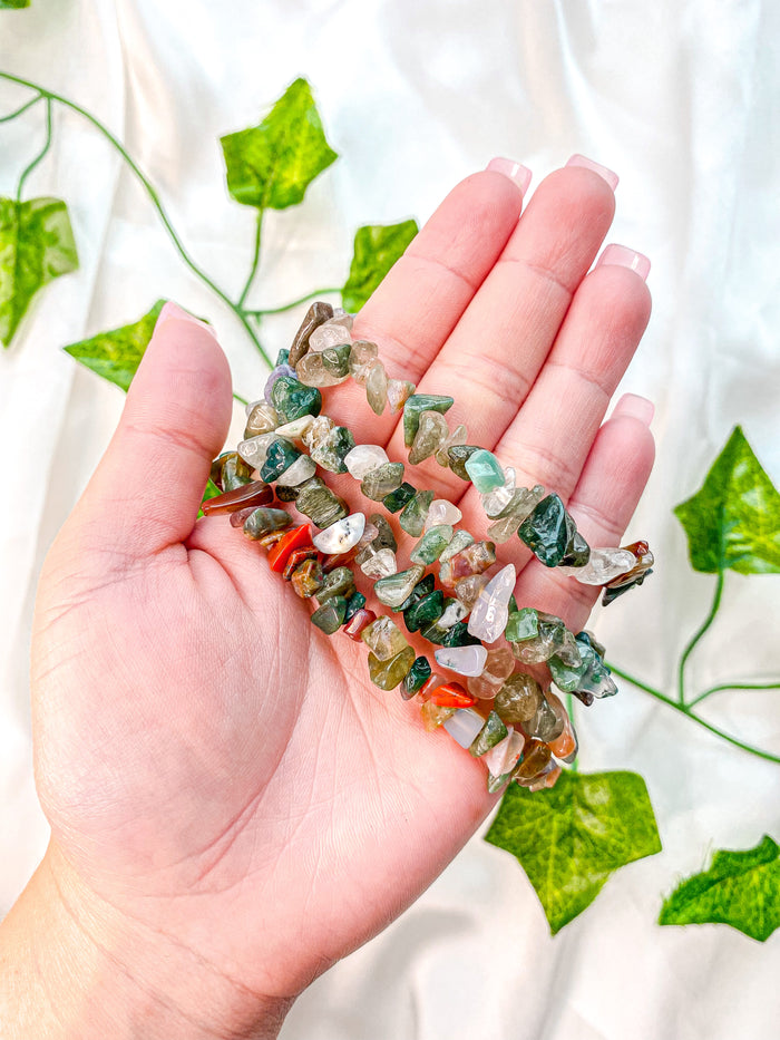 Moss Agate Chip Bracelet