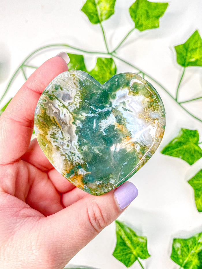 Moss Agate Heart Bowl