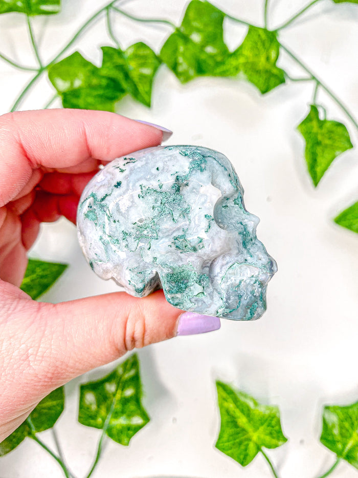 Moss Agate Skull