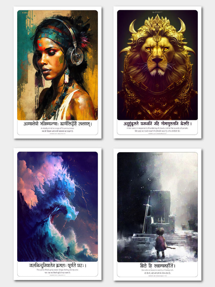 Office and School Motivational: 4 Posters Combo