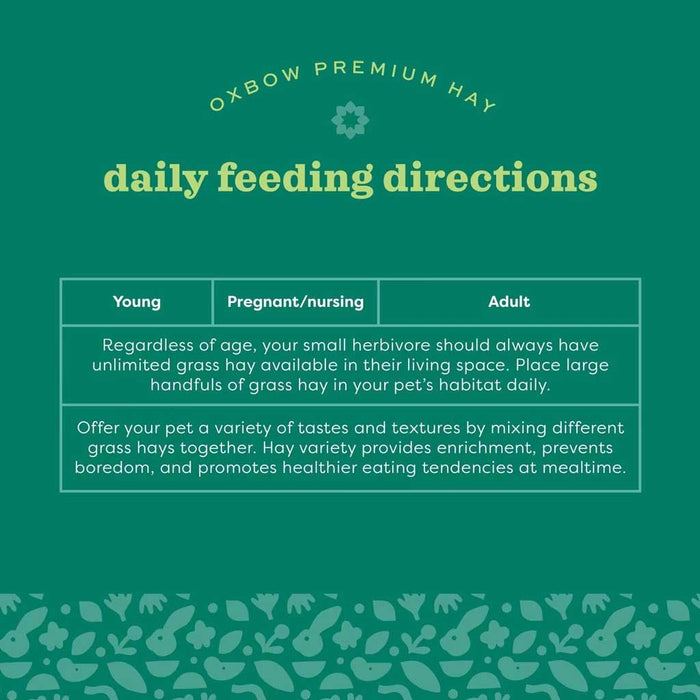 Orchard Grass Hay daily feeding directions.