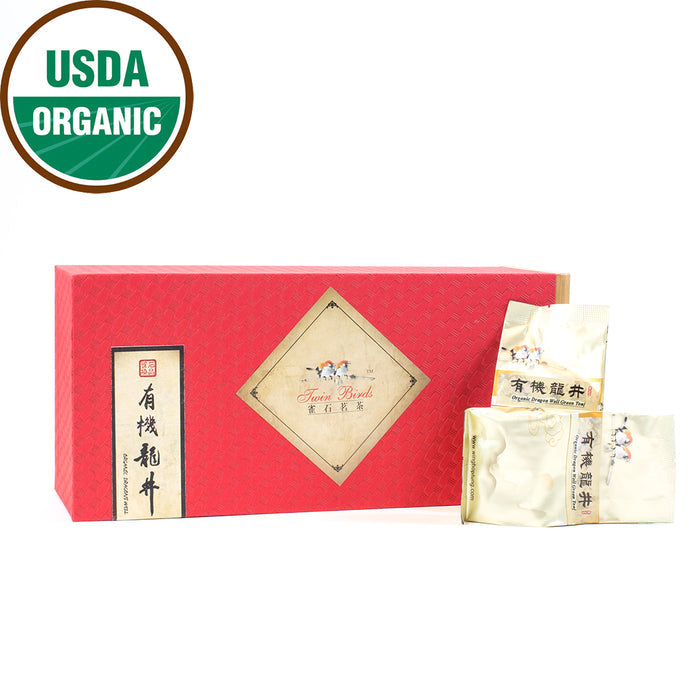 Organic Dragon's Well Green Tea Crimson Gift Box  (10g*20 packs)