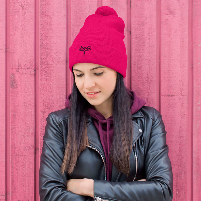Origami Dragonfly Pom-Pom Beanie
