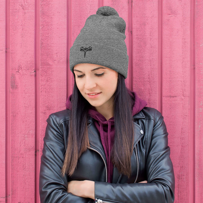 Origami Dragonfly Pom-Pom Beanie