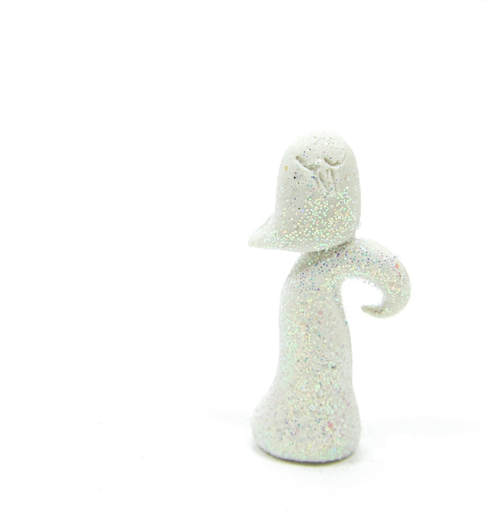 Polymer clay owl on curled tree-figurine