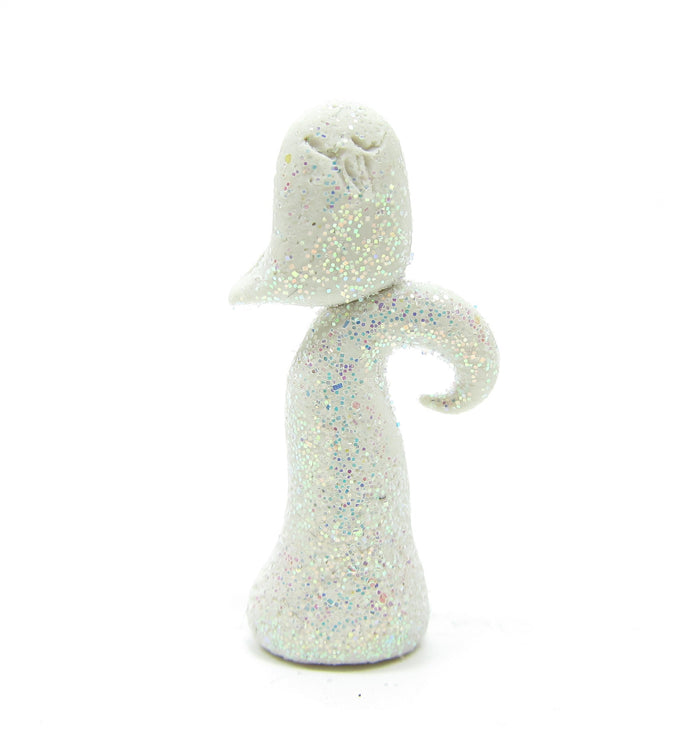 Owl and tree polymer clay figurine for winter village