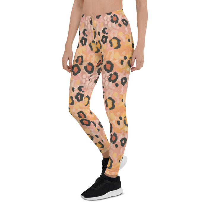 Peach Leopard Print Leggings - Bloom Seventy Seven