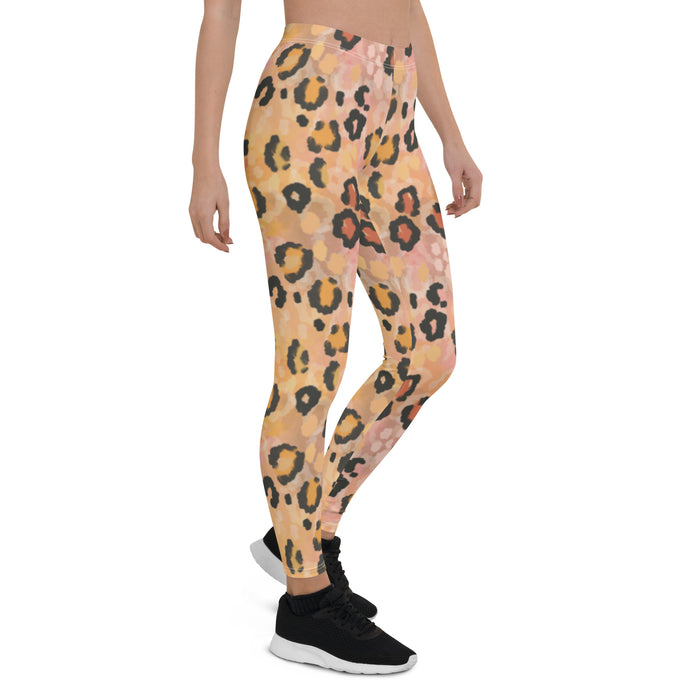 Peach Leopard Print Leggings - Bloom Seventy Seven
