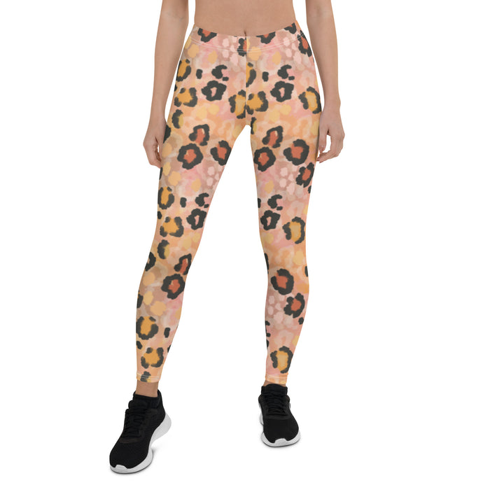 Peach Leopard Print Leggings - Bloom Seventy Seven