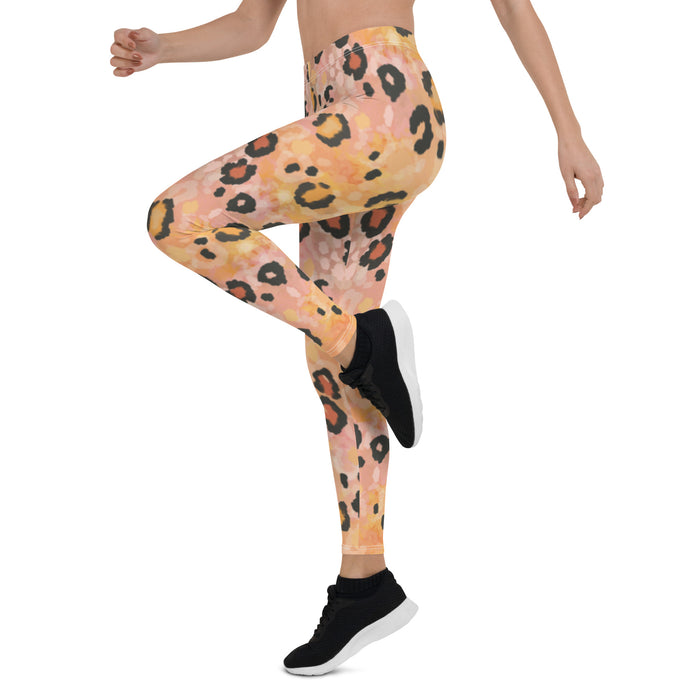 Peach Leopard Print Leggings - Bloom Seventy Seven