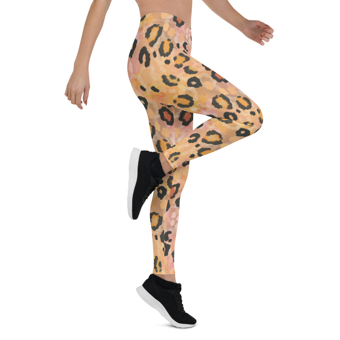 Peach Leopard Print Leggings - Bloom Seventy Seven