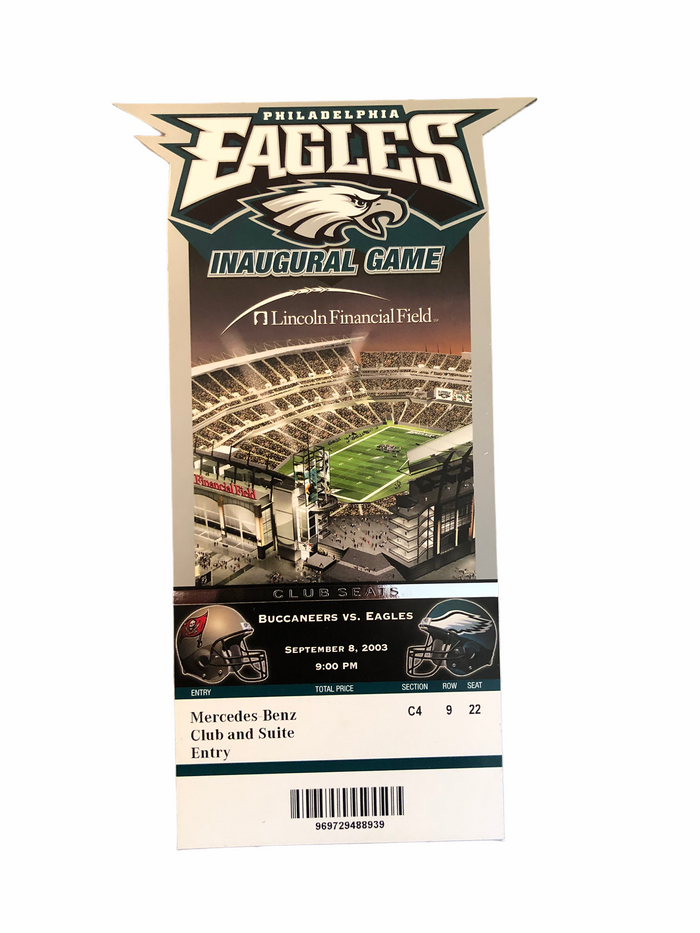 PHILADELPHIA EAGLES 2003 INAUGURAL GAME AT LINCOLN FINANCIAL FIELD TICKET