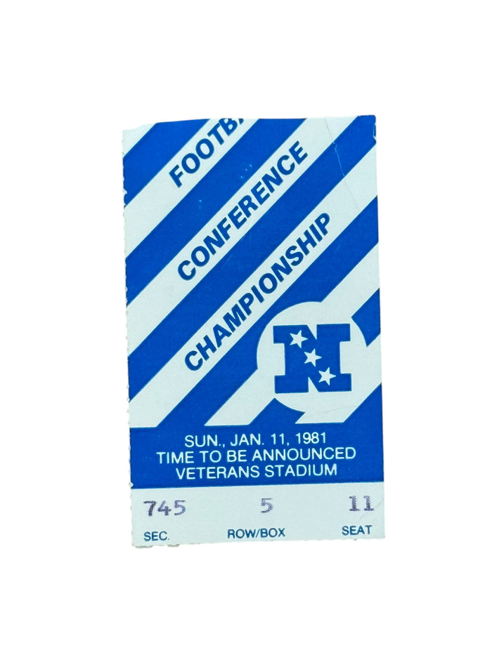 PHILADELPHIA EAGLES VINTAGE 1981 NFC CHAMPIONSHIP DALLAS GAME TICKET 1/11/81 VETERANS STADIUM
