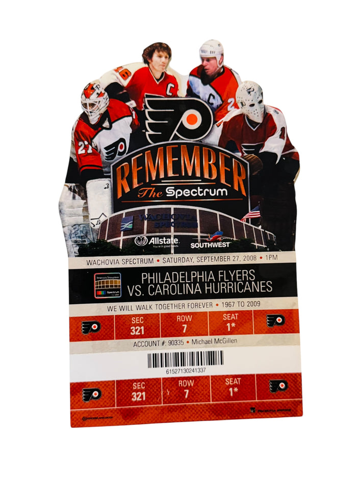 PHILADELPHIA FLYERS 2008 LAST GAME AT SPECTRUM TICKET SEPTEMBER 27, 2008