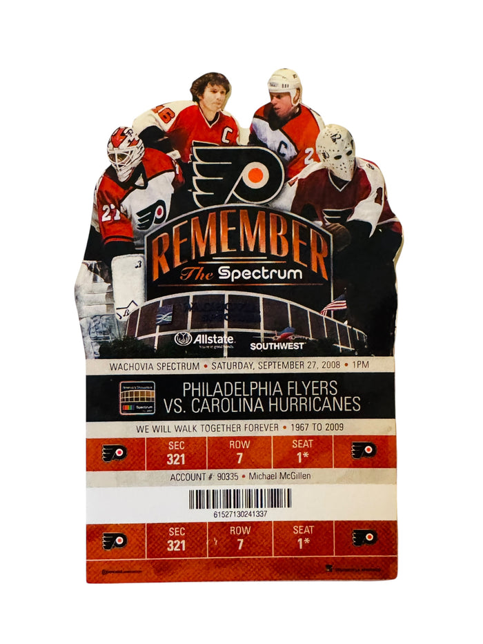 PHILADELPHIA FLYERS 2008 LAST GAME AT SPECTRUM TICKET SEPTEMBER 27, 2008