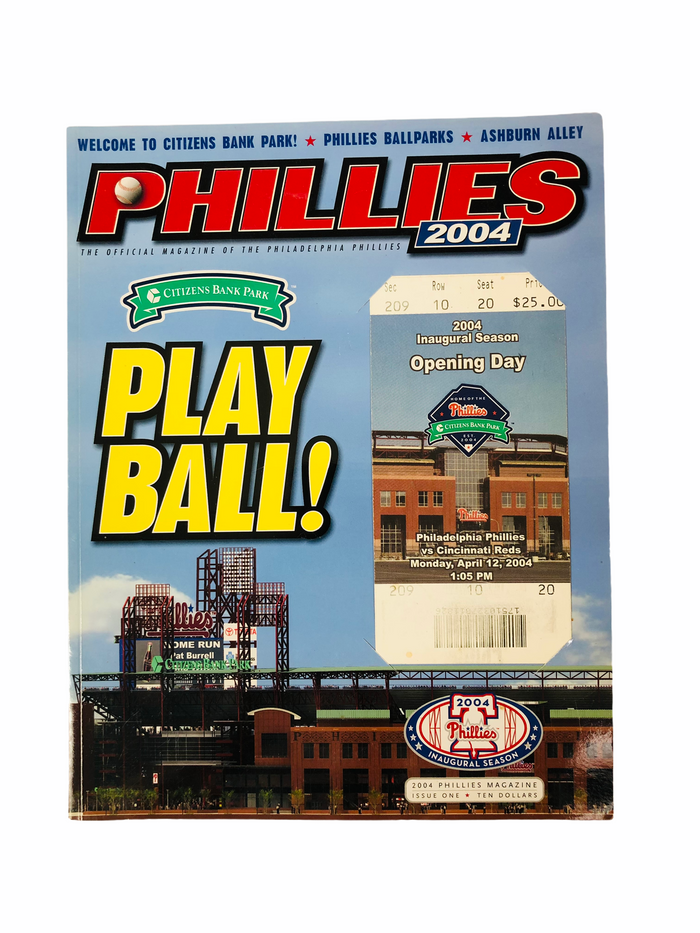 PHILADELPHIA PHILLIES 2004 INAUGURAL GAME CITIZENS BANK PARK PROGRAM + TICKET SET
