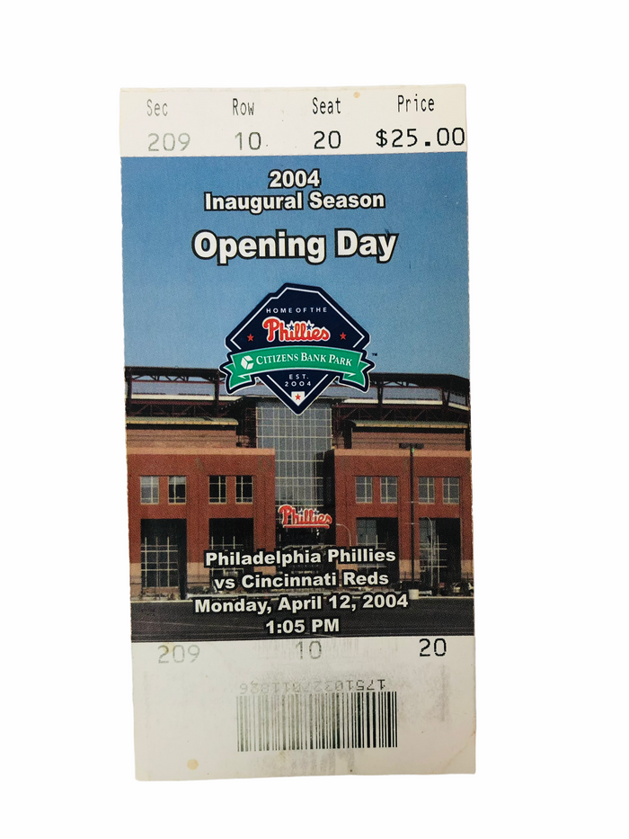 PHILADELPHIA PHILLIES 2004 INAUGURAL GAME CITIZENS BANK PARK PROGRAM + TICKET SET