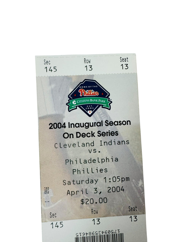 PHILADELPHIA PHILLIES 2004 INAUGURAL ON DECK GAME CITIZENS BANK PARK TICKET APRIL 3, 2004