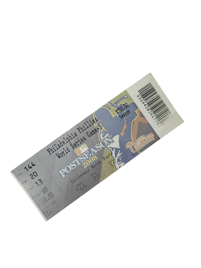 PHILADELPHIA PHILLIES 2008 WORLD SERIES GAME 5 TICKET OCT 27 / 29, 2008