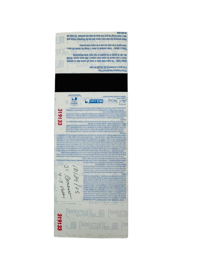PHILADELPHIA PHILLIES 2008 WORLD SERIES GAME 5 TICKET OCT 27 / 29, 2008