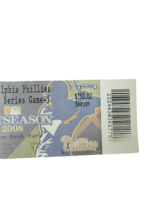 PHILADELPHIA PHILLIES 2008 WORLD SERIES GAME 5 TICKET OCT 27 / 29, 2008