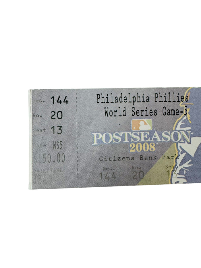 PHILADELPHIA PHILLIES 2008 WORLD SERIES GAME 5 TICKET OCT 27 / 29, 2008