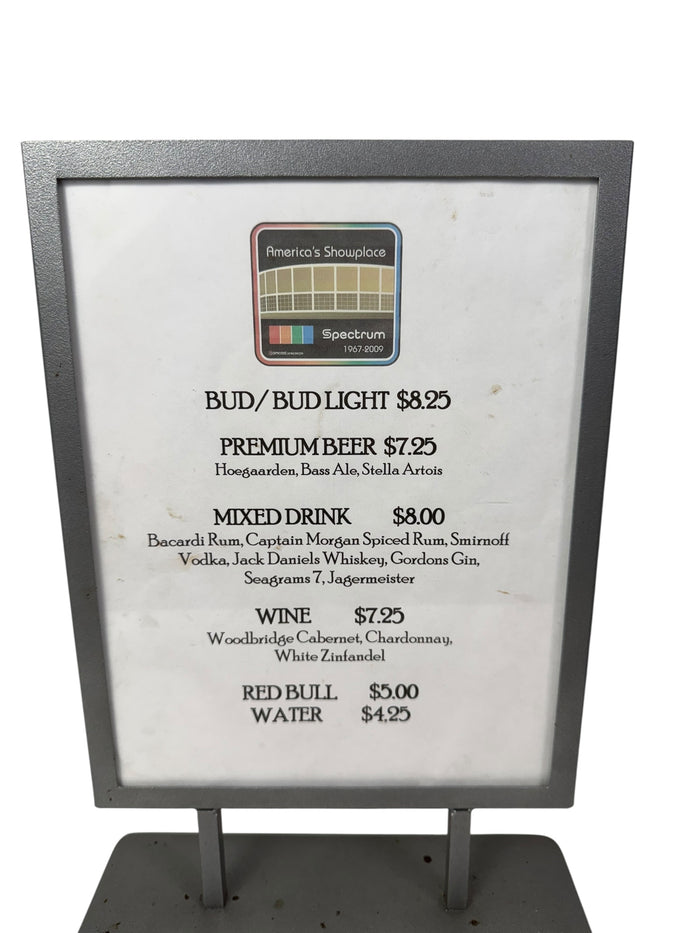 PHILADELPHIA SPECTRUM VINTAGE 2009 ARENA POS SALES DISPLAY SIGN