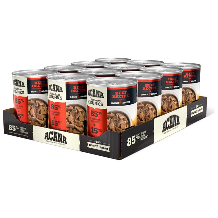 Premium Chunks Beef in Bone Broth Canned Food for Dogs 12.8oz