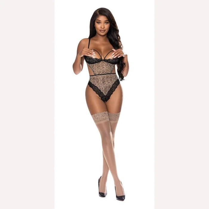Purrfect Half Cup Teddy W/ Split Crotch Leopard S/m Intimates Adult Boutique