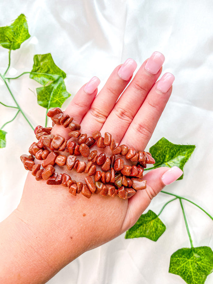 Red Goldstone Chip Bracelet