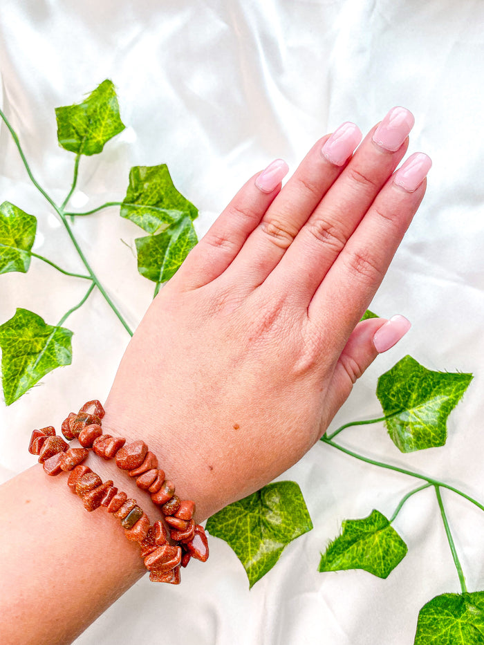 Red Goldstone Chip Bracelet