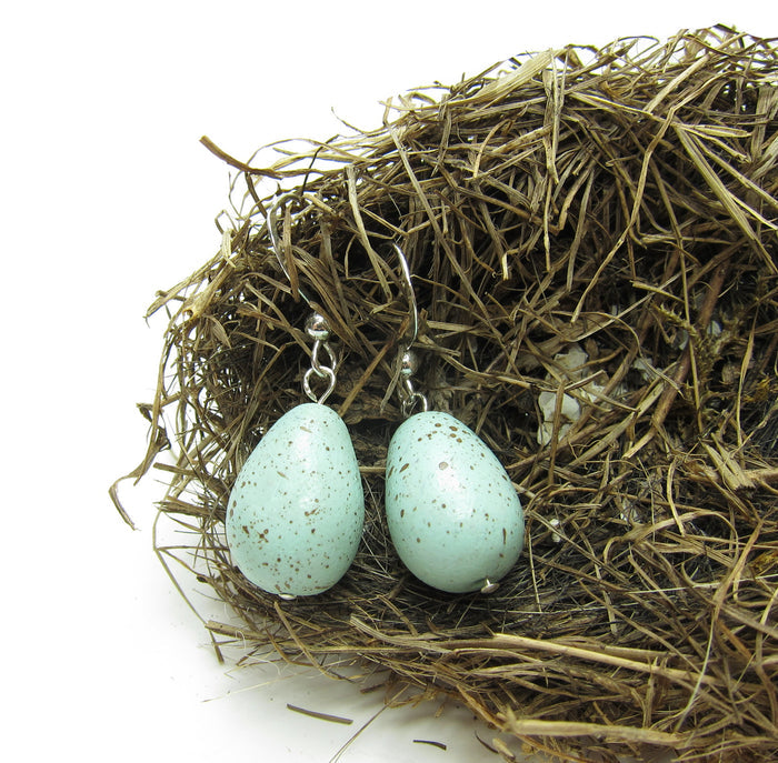 Robin's egg earrings on sterling silver ear wires