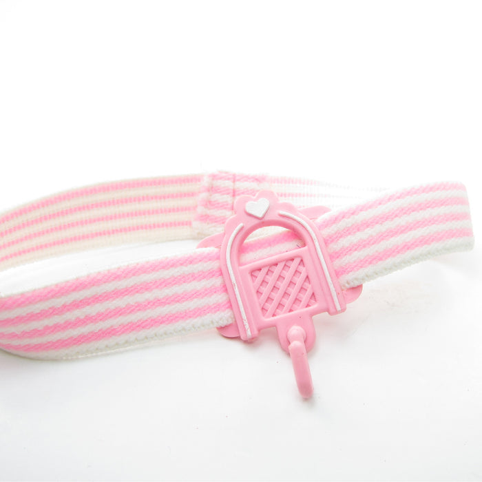 Pink and white striped elastic garter belt from Charmkins Rosie Raccoon set