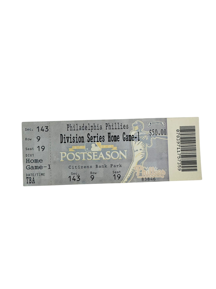 ROY HALLADAY PHILADELPHIA PHILLIES 2010 NO-HITTER TICKET DIVISION SERIES GAME 1 OCTOBER 6, 2010